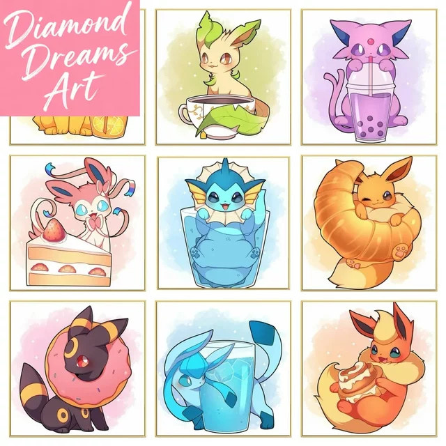 KAYOU Pokemon Eevee Diamantmalerei Set mit Mosaik-Stickerei und Pixel-Kreuzstich als Wanddekoration in Multicolour, Breite: 20,0 cm, Höhe: 20,0 cm - Bild 1