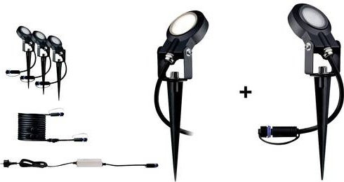 Paulmann Plug & Shine LED-Gartenstrahler-Starter-Set, 4er Set, 24W, Warmweiß, Anthrazit - Bild 1