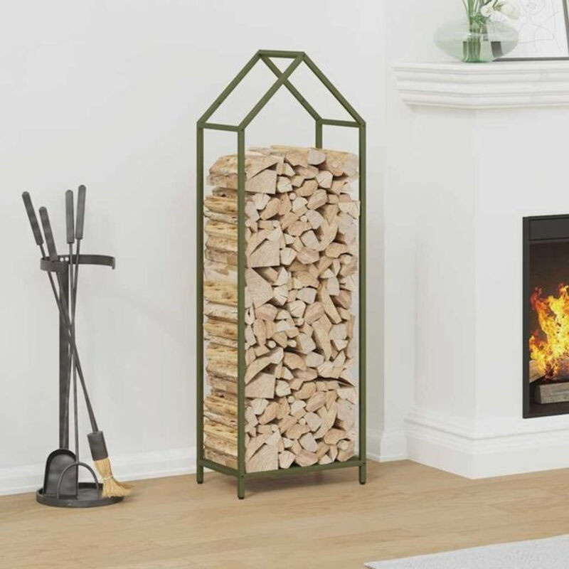 Freistehendes Brennholzregal Vidaxl aus Stahl in Grün, B/T/H: 40 x 25 x 120 cm - Bild 1