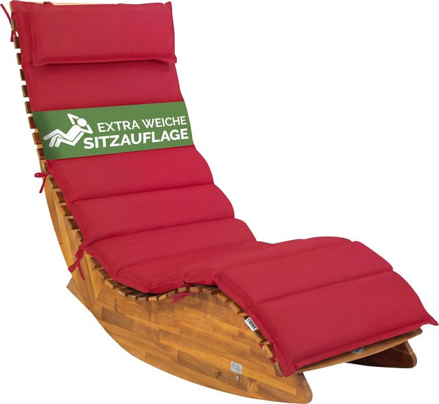 Saunaliege Auflage DETEX Rot, B/T/H: 177 x 58 x 7 cm - Bild 1