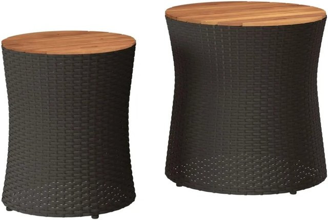 vidaXL Garten-Beistelltische Set aus 2 Stück mit Akazienholzplatte und schwarzem Poly-Rattan - Bild 1