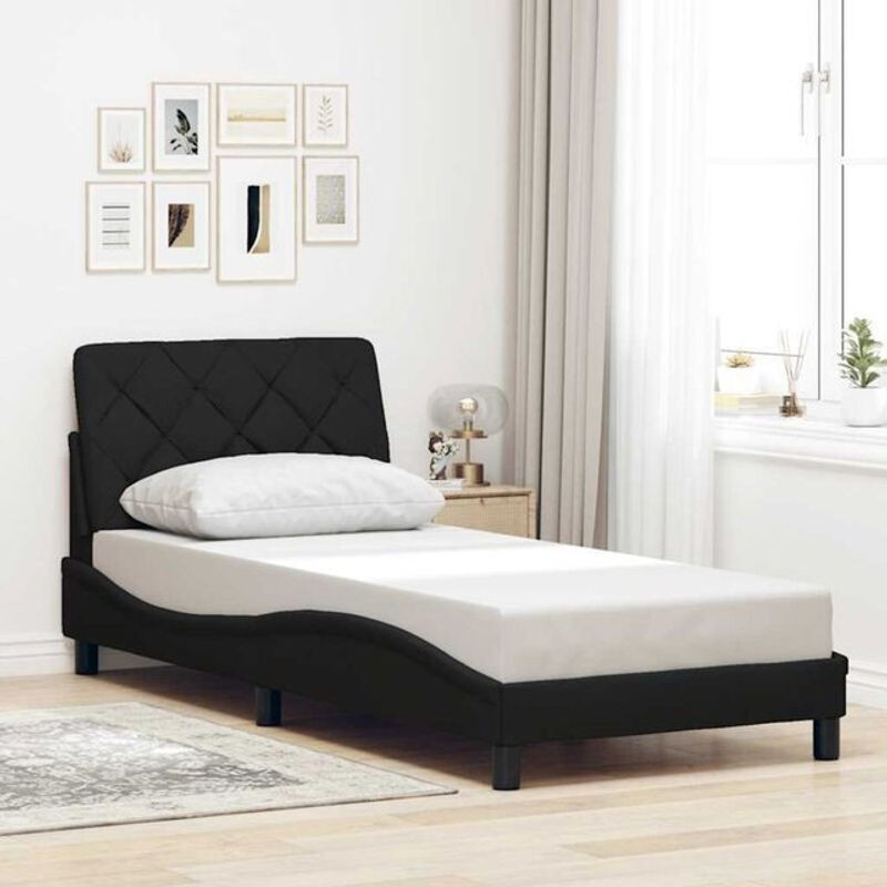 Modernes Polsterbett vidaxl aus Stoff und Metall in Schwarz, B/T: 90 x 200 cm - Bild 1