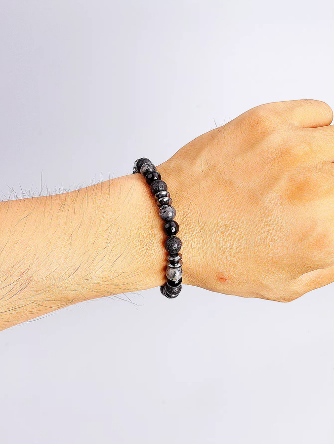 EmbraceNature Naturstein-Armband, Labradorit, Onyx, Lavastein, Unisex, Schwarz - Bild 2