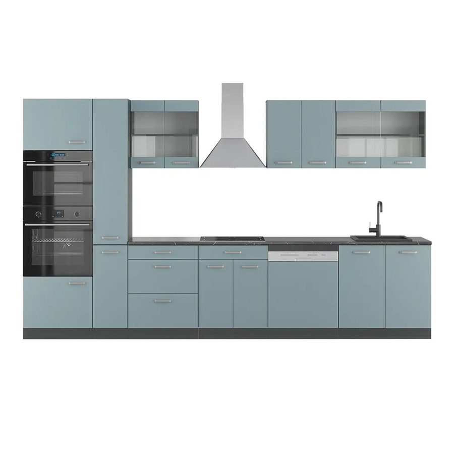 Vicco Küchenzeile R-Line Solid in Anthrazit, Blau und Grau mit 350 cm Breite - Bild 3