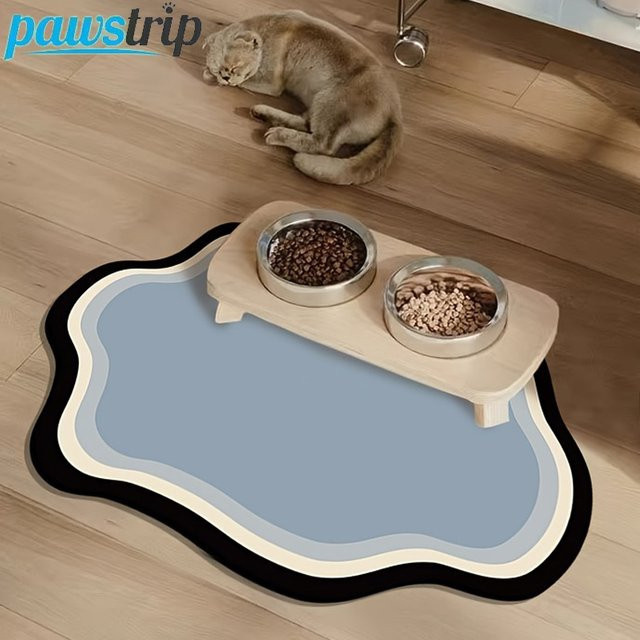 Pawstrip Saugfähige Haustier-Fütterungsmatte für Katzen und Hunde, rutschfest und schnell trocknend, Blau, B/T: 40 x 30 cm - Bild 1