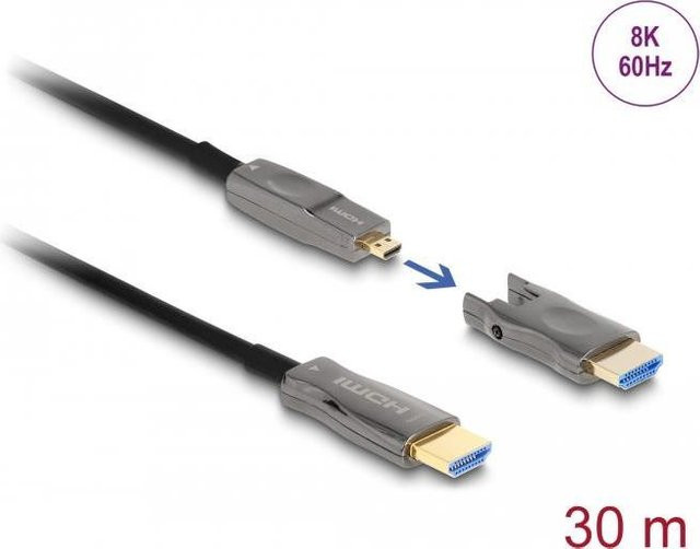 Delock HDMI-Kabel Micro HDMI auf HDMI 8K UHD Schwarz Grau 30 m - Bild 1