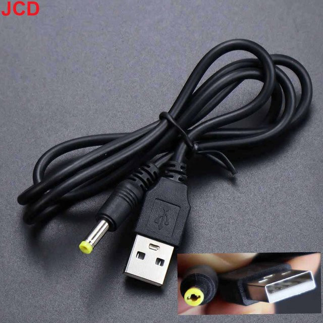 JCD USB zu DC Ladekabel 5V 1A mit 4,0x1,7mm Stecker für PSP 1000, 2000 und 3000, Schwarz, Länge: 80 cm - Bild 1