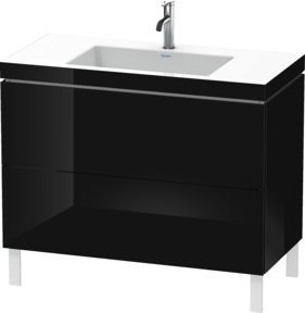 Duravit Waschtischunterschrank L-Cube c-bonded in Schwarz Hochglanz, B: 100 cm, T: 48 cm, H: 69,8 cm, mit 2 Auszügen - Bild 1