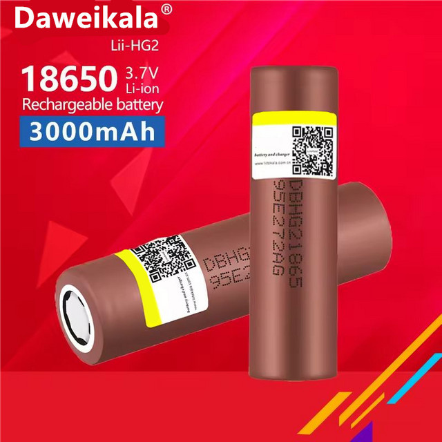 Daweikala 18650 HG2 Lithium-Akku 3,7 V mit 3000 mAh und 30A kontinuierlicher Entladung in Braun - Bild 1