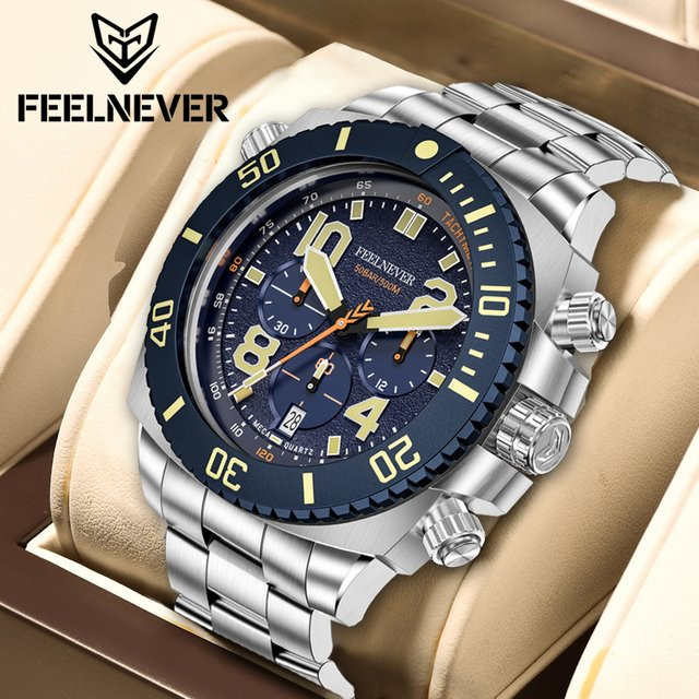 FeelNever Armbanduhr, Quarz, Edelstahl, Saphirglas, Herren - Bild 1