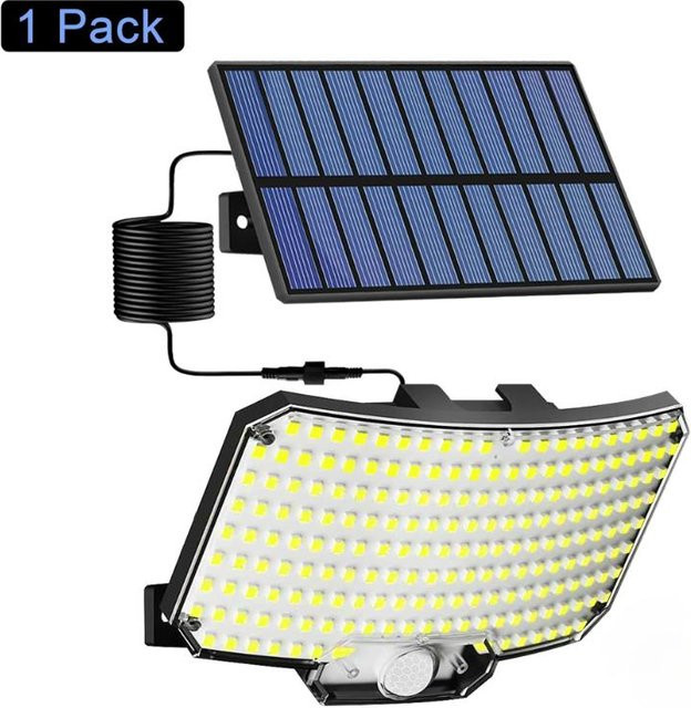 LIUXING Solar-Flutlicht mit 234 LED und Bewegungssensor, IP65 wasserdichte Außenleuchte in Schwarz mit 3 Modi und kühlem Weißlicht - Bild 1