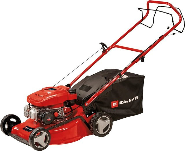 Einhell Benzin-Rasenmäher GC-PM 46/5 S mit Hinterradantrieb in Rot/Schwarz mit Grasfangsack und Füllstandsanzeige - Bild 1
