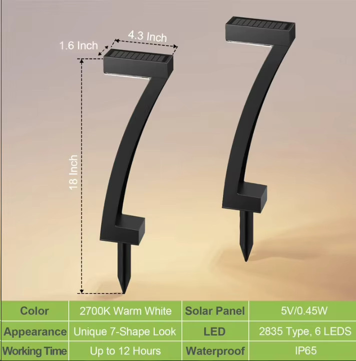 LINYILIGHT Solar-Rasenleuchten LED Gartenbeleuchtung Schwarz Warmweiß - Bild 6