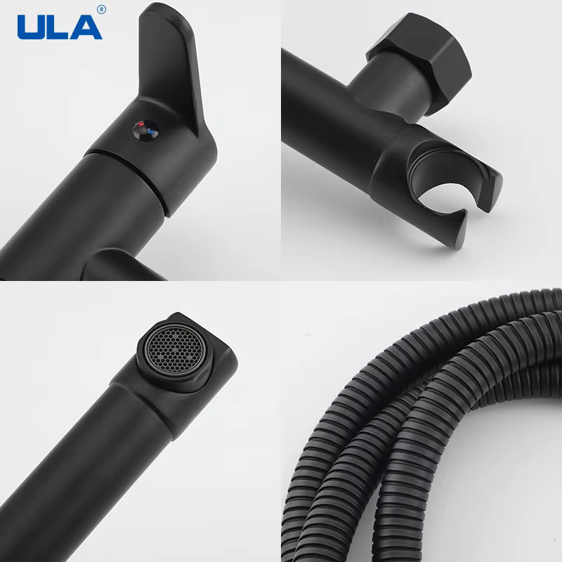 ULA Bidet Sprayer Set aus Messing in Schwarz mit Handheld Duschkopf und Heiß-Kalt-Wasser Mischer - Bild 3