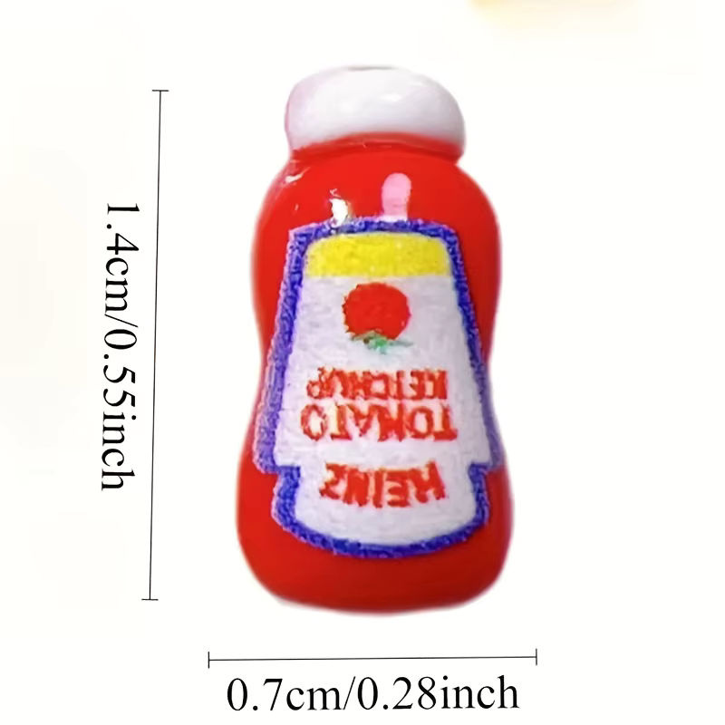 7 Stück realistische Mini-Sauce- und Gewürzmodelle aus Kunstharz von DUTRIEUX, mehrfarbiges DIY-Puppenhaus-Dekorzubehör inklusive Ketchup, Senf und Mayonnaise - Bild 3