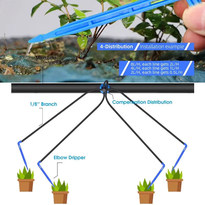 Automatisches Bewässerungssystem-Kit mit 4-Wege-Tropfpfeilen für Gewächshaus und Garten, 5er-Set, 8l - Bild 5