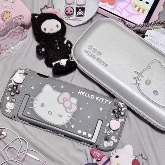 GeekShare Schutzhülle für Nintendo Switch 2 mit Hello Kitty Design in Transparent, stoßfeste Hülle für weibliche Gamerinnen - Bild 1