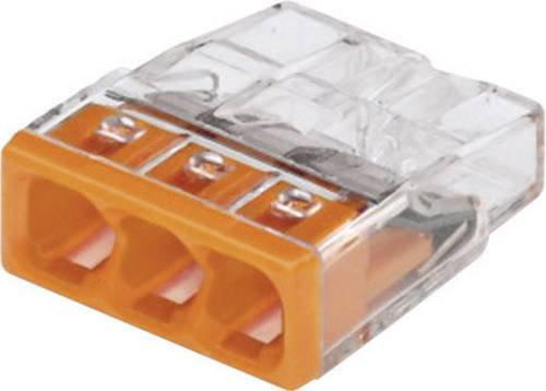 WAGO 2273-203-1 Dosenklemme 2273 für flexible und starre Leiter 0,5-2,5mm², 3-polig, Transparent/Orange - Bild 1