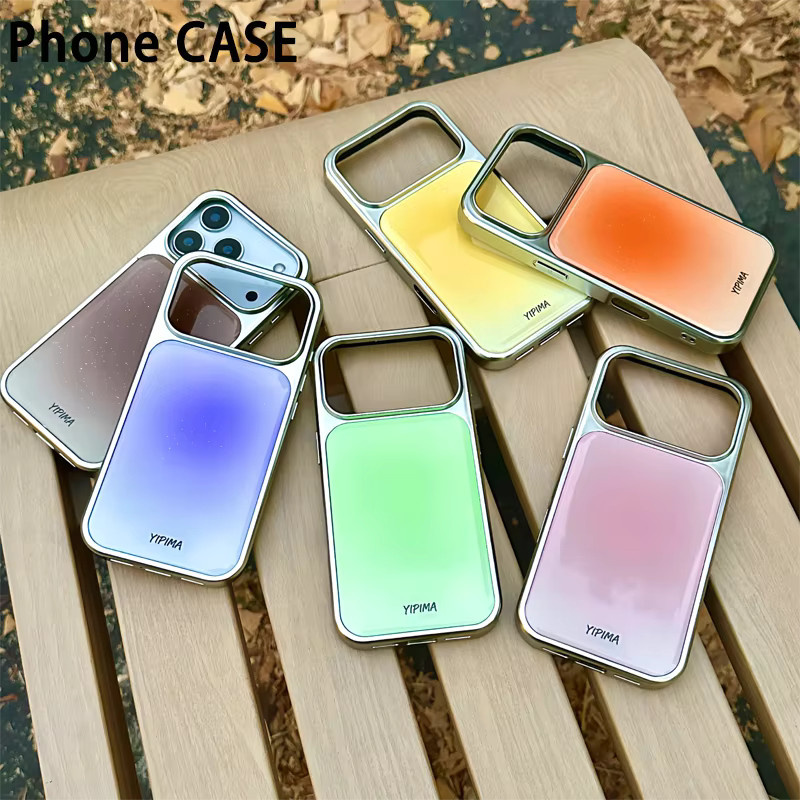 DecoPhone Handyhülle im koreanischen minimalistischen INS-Stil mit Farbverlauf und Epoxidkante in Silber für iPhone XR bis iPhone 17 Pro Max - Bild 2