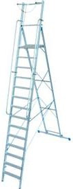 Krause Alu-Stufen-Stehleiter in Silber mit 14 Stufen, großer Standplattform, Sicherheitsbügel und Kette - Bild 1