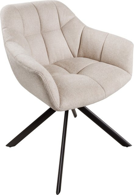 riess-ambiente Stuhl PAPILLON drehbar in Champagner Beige mit Armlehnen und schwarzem Metallgestell - Bild 1