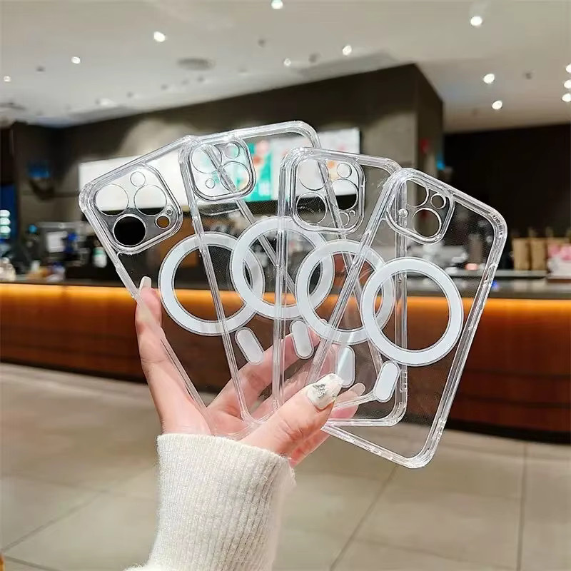 Luxus MagSafe Wireless Ladehülle für iPhone 11 bis iPhone 17 Pro Max Plus, transparent - Bild 2
