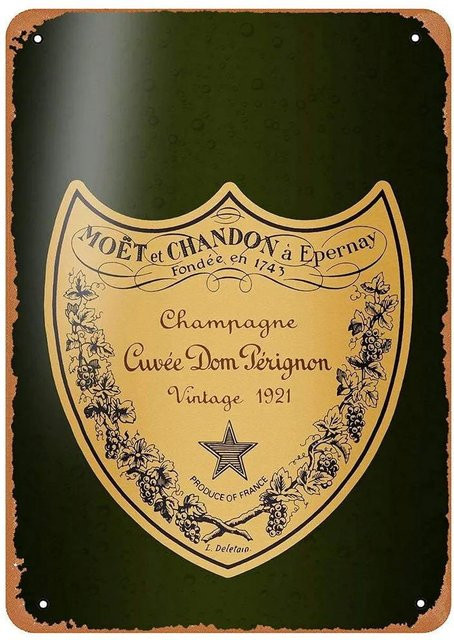 CIFkauf Metallschild Französischer Champagner Wanddekoration Retro-Vintage Poster in Violett - Bild 1