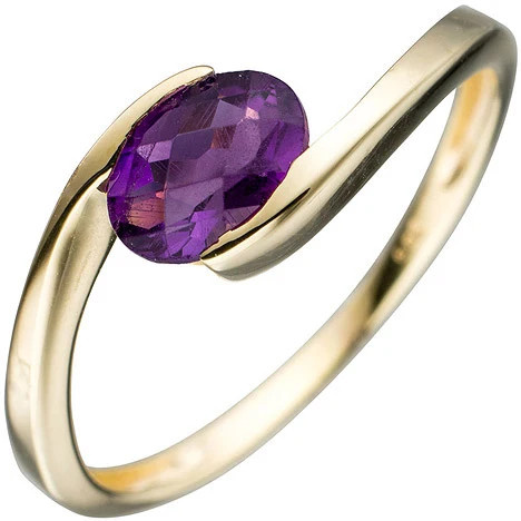 Colfem Ring 333 Gelbgold, Amethyst, Damen, Ringgröße 56 - Bild 1