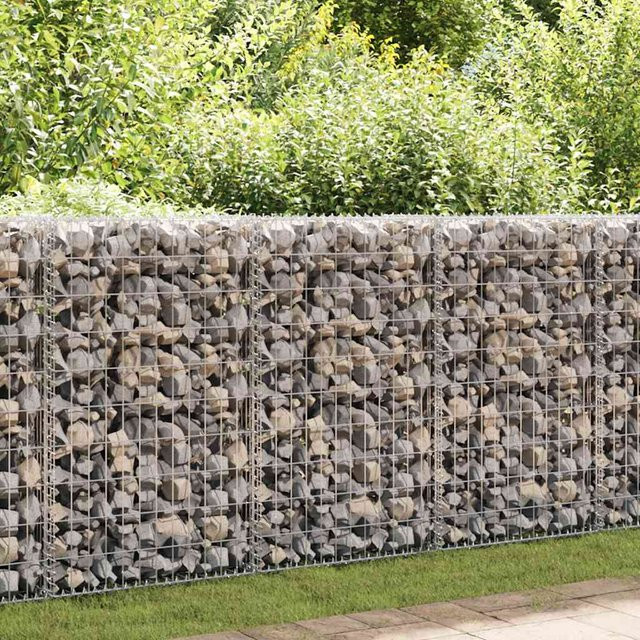 vidaXL Gabionenkorb aus verzinktem Stahl in Silber, B/T/H: 200 x 50 x 100 cm - Bild 2