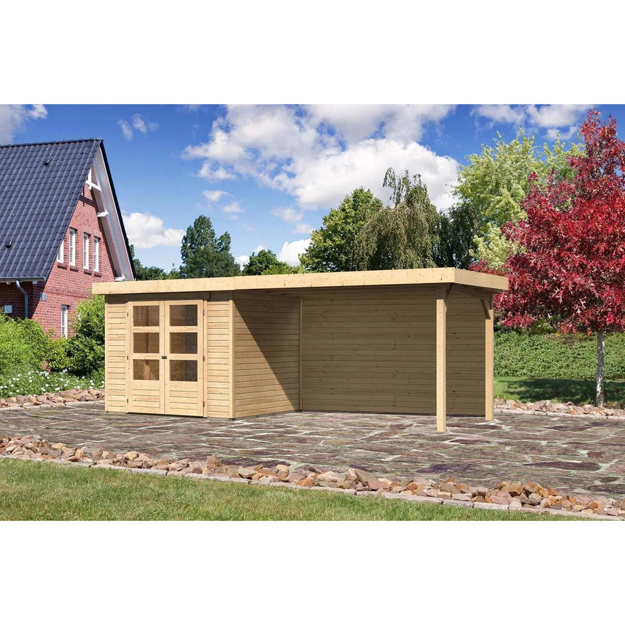 Karibu Holz-Gartenhaus Boras Natur Flachdach Unbehandelt B: 238 cm, T: 213 cm, H: 211 cm - Bild 2