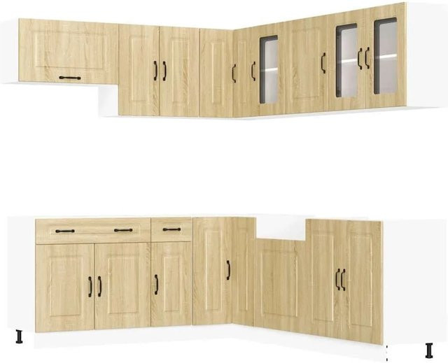 vidaXL Küchenschrank-Set Kalmar aus Holzwerkstoff und Glas in Sonoma Eiche, 11-teilig, braun - Bild 1