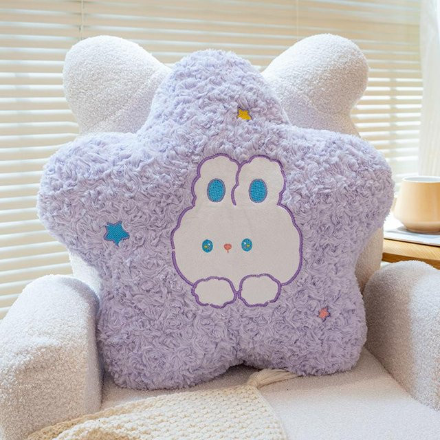Yiran Toy Kawaii Plüschkissen Hase mit Stern und Mond in Lila, Breite: 45 cm - Bild 1