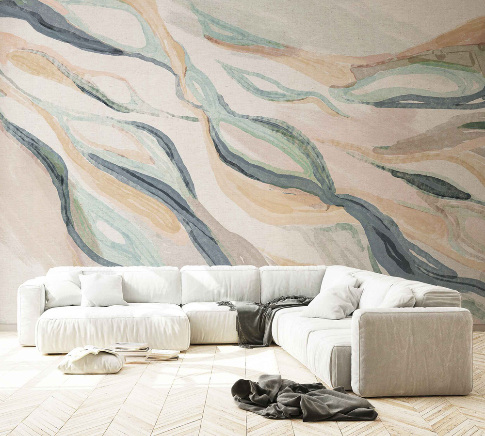 Coordonne Mural Hygge Wandbehang mit Streifenmuster in Nude, Beige, Pink und Blau - Bild 1