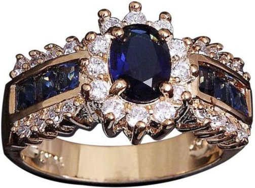 SILVERHOO Ring, Vintage, blau, Zirkonia, Saphir, Damen - Bild 1