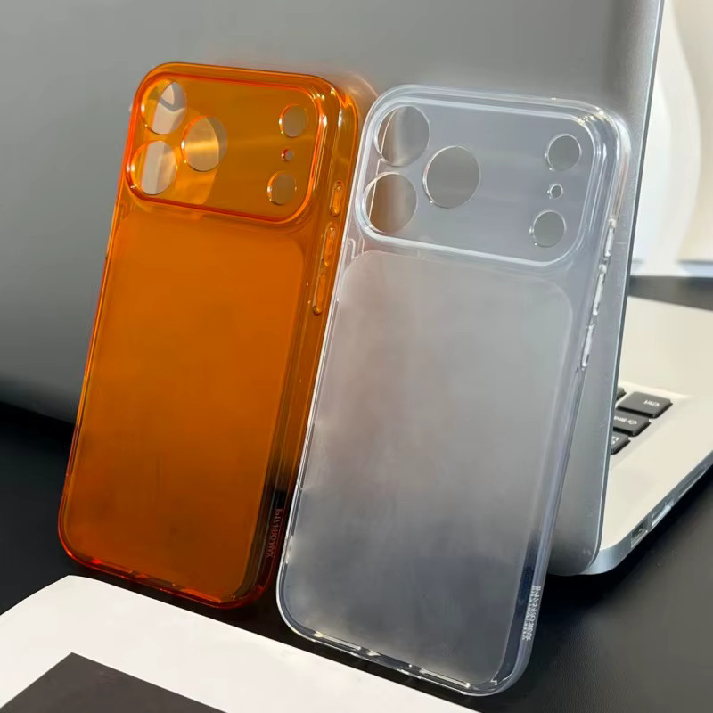 Großes Fenster Jelly Original Schutzhülle für iPhone 17, 16, 15, 14, 13 Pro Max in Orange, stoßfestes TPU und Silikon, transparent matt - Bild 2