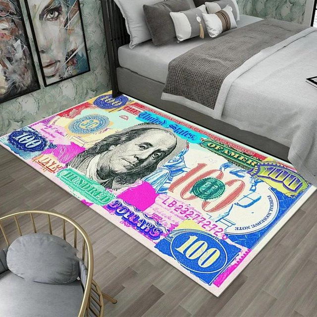 Karpetti Fußmatte mit Dollar Muster in Multicolour, waschbare Bodenmatte aus Polyester für Küche, Schlafzimmer, Badezimmer oder Eingangsbereich, B/T: 40 x 60 cm - Bild 1