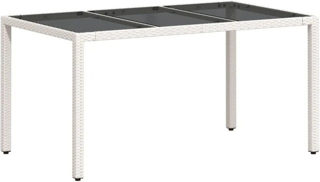 vidaXL Gartentisch aus Polyrattan mit Glasplatte in Weiß, B/T/H: 150 x 90 x 75 cm - Bild 1