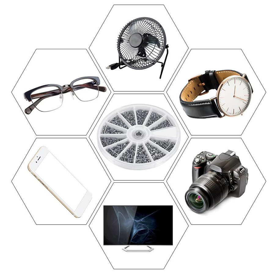 240/600-teiliges Reparaturwerkzeug-Set mit Schrauben und Muttern in Silber für Brillen, Uhren, Telefone und Glaswaren - Bild 2