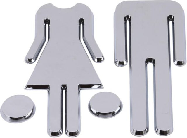 Love Home Garden WC-Beschilderung Mann und Frau aus Kunststoff in Silber - Bild 1