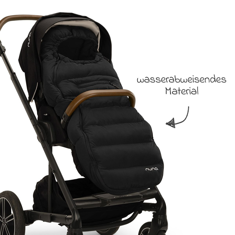 Nuna 2-tlg. Winter-Kinderwagen-Set aus Wolle mit Fußsack und Handschuhen in Schwarz - Bild 8