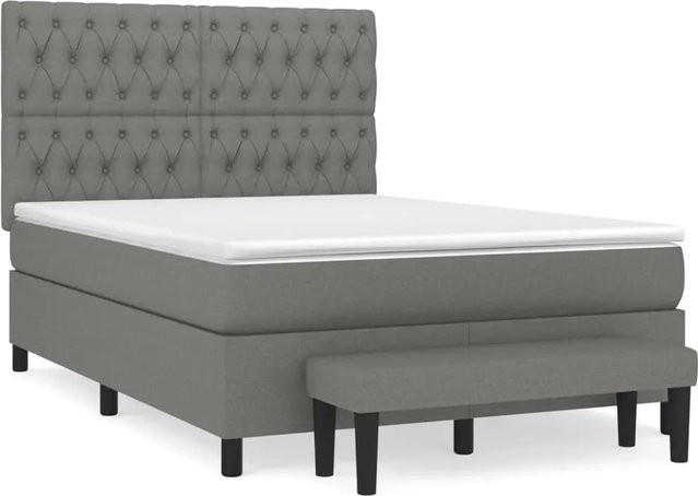 vidaXL Boxspringbett mit Matratze Dunkelgrau B/T/H: 140 x 190 x 128 cm - Bild 1