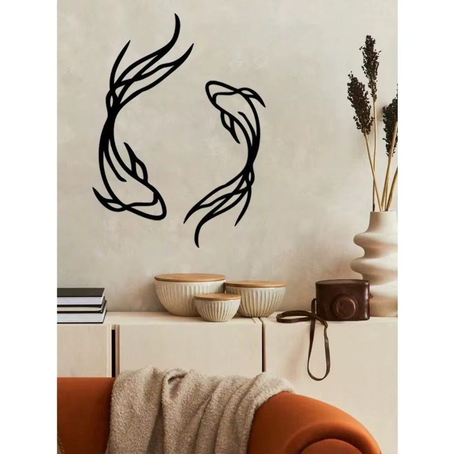 CIFBUY Eisenfisch-Wandkunst aus schwarzem Metall als maritime Dekoration für dein Zuhause - Bild 3