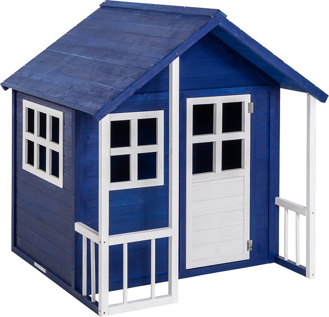 Kinderspielhaus aus Tannenholz in Blau/Weiß, B/T/H: 131 x 115,5 x 136 cm - Bild 1