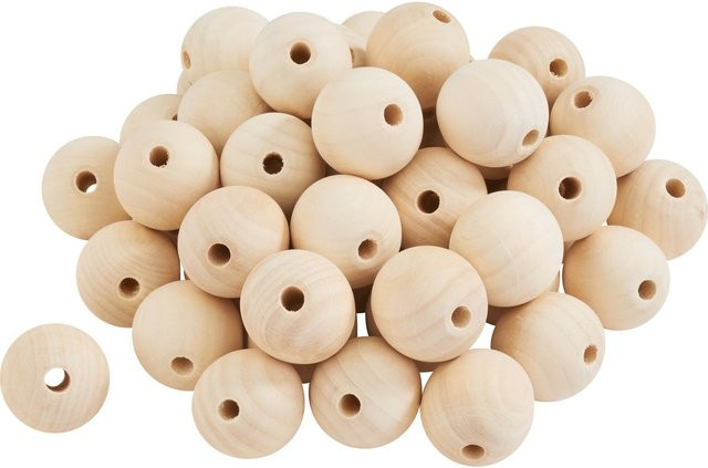 VBS XXL Holzkugeln durchgebohrt in Natur Beige, Durchmesser: 3,5 cm, 50 Stück - Bild 1