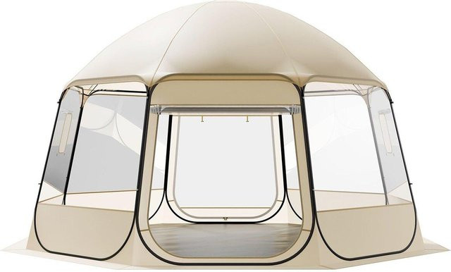 Buying Solutions, MB Pop-up Blasen Zelt Kuppel in Beige und Transparent, Wasserdicht & UV-Beständig, Outdoor Campingzelt mit Fenstern und 540° Panorama-Sicht, B/T/H: 458 x 432 x 230 cm - Bild 1