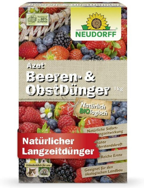 Neudorff Azet Beeren- und Obst-Dünger, granulierte Langzeitdünger mit pflanzlichen Stoffen, 1 kg - Bild 2