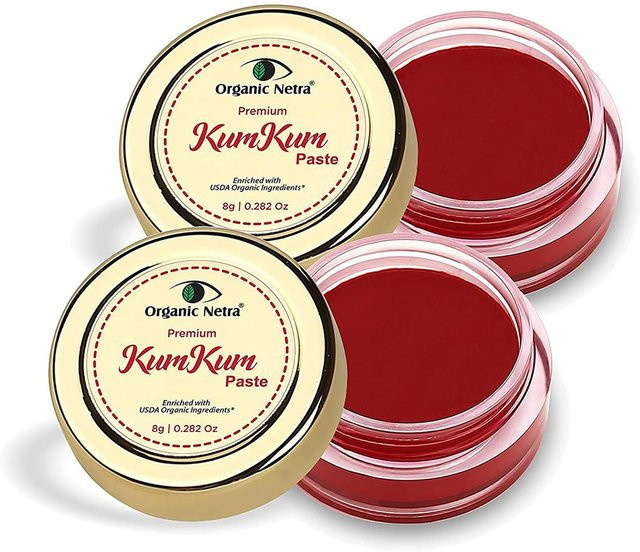Bio Netra Premium Kumkum Sindoor Paste, tiefrote Farbe, 0,2 Unzen - Bild 1