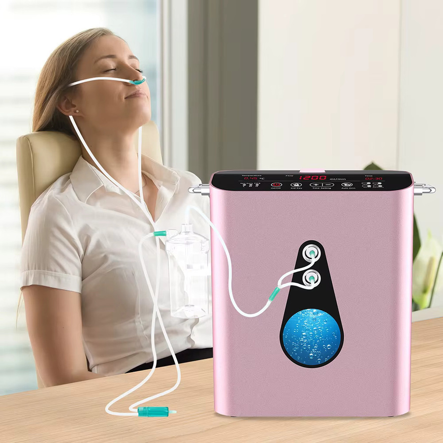 Suyzeko Sauerstoff-Inhalationsgerät in Pink: Molekulares Wasserstoff-Inhalator-Therapiegerät und Sauerstoffkonzentrator mit 1200 ml Volumen - Bild 3