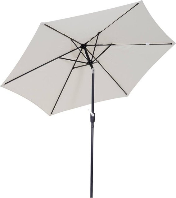 Outsunny Knickschirm Sonnenschirm aus Aluminium und Stahl mit Polyesterbespannung in Beige, Durchmesser: 2,6 m, Höhe: 2,35 m - Bild 1