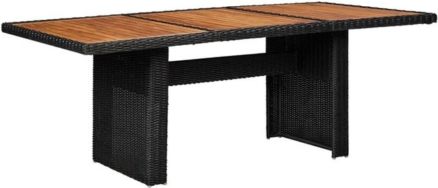 vidaXL Garten-Esstisch aus Poly-Rattan und Akazien-Massivholz in Schwarz, B/T/H: 200 x 100 x 74 cm - Bild 1